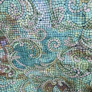 Cuddledown Trevi Oversized Queen Cotton Sateen Duvet Cover Green Brown Mosaic